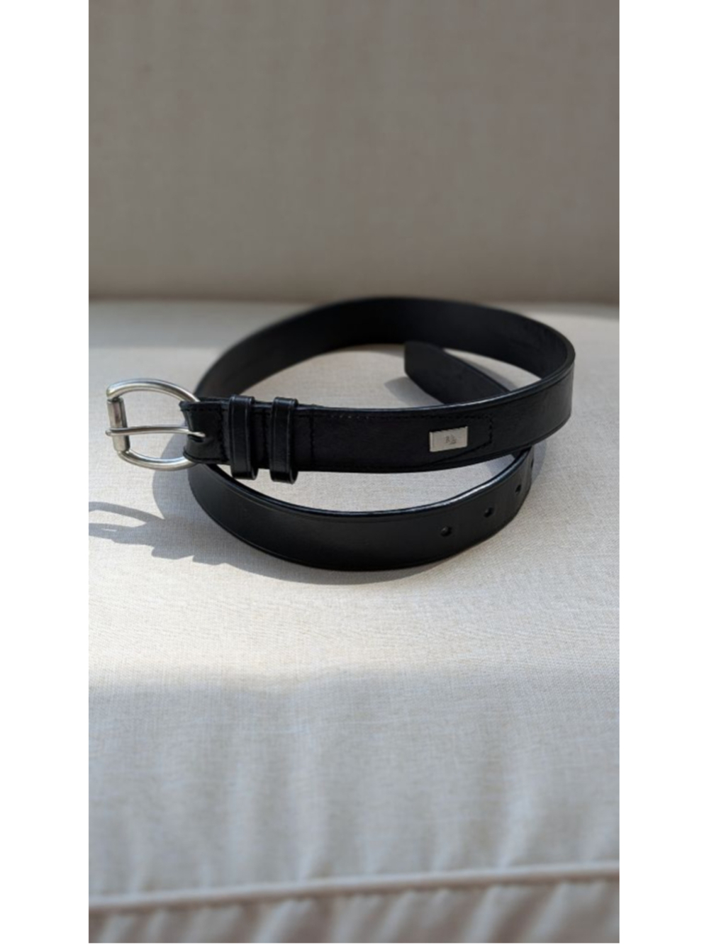 Women's Ralph Lauren Black Leather Belt One Size Silver Buckle